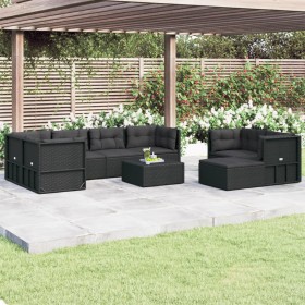 8-piece garden furniture set and black synthetic rattan cushions by vidaXL, Garden sets - Ref: Foro24-3187143, Price: 585,99 ...