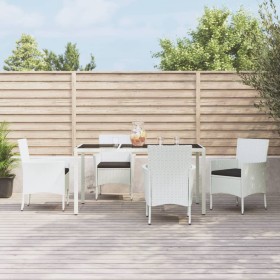 5-teiliges Garten-Esszimmer-Set mit Kissen synthetisches Rattan weiß von vidaXL, Gartensets - Ref: Foro24-3187342, Preis: 350...