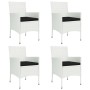 Set comedor de jardín 5 pzas con cojines ratán sintético blanco de vidaXL, Conjuntos de jardín - Ref: Foro24-3187342, Precio:...