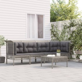 5-teiliges Gartenmöbel-Set und Kissen synthetisches Rattangrau von vidaXL, Gartensets - Ref: Foro24-3187477, Preis: 245,99 €,...