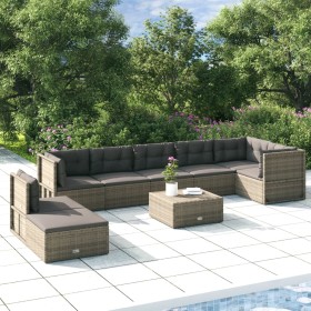 8-teiliges Gartenmöbel-Set und Kissen synthetisches Rattangrau von vidaXL, Gartensets - Ref: Foro24-3187217, Preis: 746,99 €,...