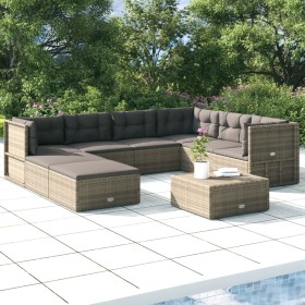 8-piece garden furniture set and gray synthetic rattan cushions by vidaXL, Garden sets - Ref: Foro24-3187233, Price: 703,99 €...