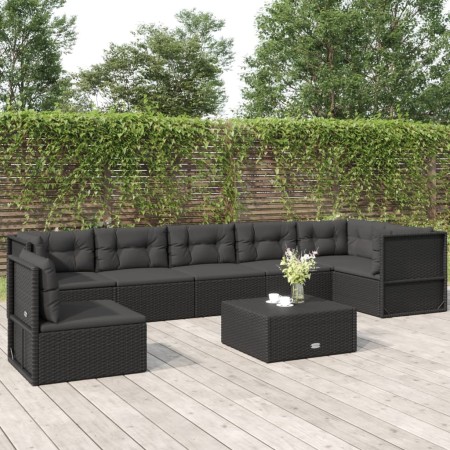 Garden furniture and cushions set 7 pieces black synthetic rattan by vidaXL, Garden sets - Ref: Foro24-3187133, Price: 660,89...