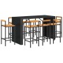 Bar table and garden stools set 9 pieces made of acacia wood and black PE rattan by vidaXL, Garden sets - Ref: Foro24-3187704...