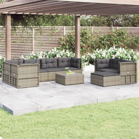 8-teiliges Gartenmöbel-Set und graue synthetische Rattankissen von vidaXL, Gartensets - Ref: Foro24-3187226, Preis: 604,26 €,...