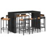 Bar table and garden stools set 9 pieces made of acacia wood and black PE rattan by vidaXL, Garden sets - Ref: Foro24-3187688...