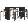 Bar table and garden stools set 9 pieces made of acacia wood and black PE rattan by vidaXL, Garden sets - Ref: Foro24-3187688...