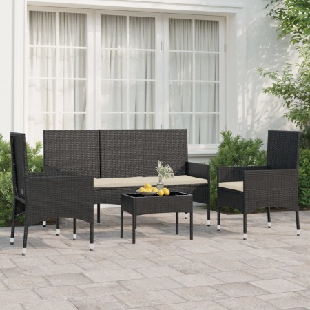 Garden set with 4-piece black synthetic rattan cushions by vidaXL, Garden sets - Ref: Foro24-319500, Price: 179,76 €, Discoun...