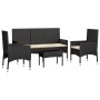 Garden set with 4-piece black synthetic rattan cushions by vidaXL, Garden sets - Ref: Foro24-319500, Price: 179,76 €, Discoun...