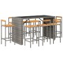 Bar table and garden stools 9 pieces acacia wood PE rattan gray by vidaXL, Garden sets - Ref: Foro24-3187705, Price: 502,11 €...