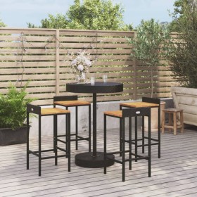 Bar table and garden stools 5 pieces acacia wood PE rattan black by vidaXL, Garden sets - Ref: Foro24-3187716, Price: 240,99 ...