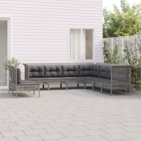 9-piece garden furniture set and gray synthetic rattan cushions by vidaXL, Garden sets - Ref: Foro24-3187531, Price: 435,30 €...