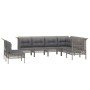 Set de muebles de jardín 9 pzas y cojines ratán sintético gris de vidaXL, Conjuntos de jardín - Ref: Foro24-3187531, Precio: ...