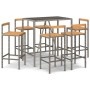 Bar table and garden stools 7 pieces made of acacia wood and gray PE rattan by vidaXL, Garden sets - Ref: Foro24-3187695, Pri...