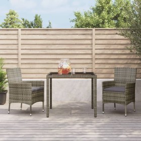 3-piece garden dining set with gray synthetic rattan cushions by vidaXL, Garden sets - Ref: Foro24-3187332, Price: 208,25 €, ...