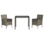 Set comedor de jardín 3 piezas con cojines ratán sintético gris de vidaXL, Conjuntos de jardín - Ref: Foro24-3187332, Precio:...