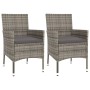 Set comedor de jardín 3 piezas con cojines ratán sintético gris de vidaXL, Conjuntos de jardín - Ref: Foro24-3187332, Precio:...