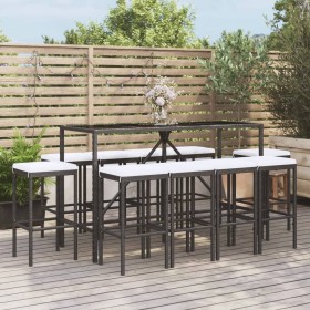 Hoher Gartentisch und Hocker 11 Stk. und Kissen PE Rattan schwarz von vidaXL, Gartensets - Ref: Foro24-3187639, Preis: 427,99...