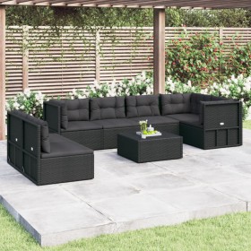 Set aus Gartenmöbeln und Kissen 7 Stück synthetisches Rattan schwarz von vidaXL, Gartensets - Ref: Foro24-3187139, Preis: 687...