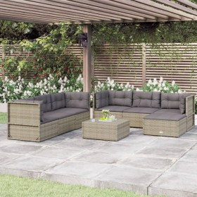 7-piece garden furniture set and gray synthetic rattan cushions by vidaXL, Garden sets - Ref: Foro24-3187176, Price: 595,73 €...