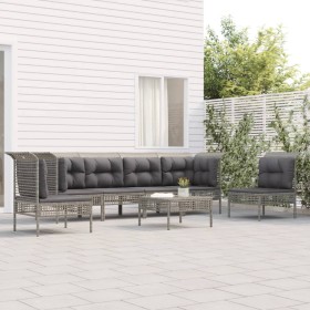 7-teiliges Gartenmöbel-Set und graue synthetische Rattankissen von vidaXL, Gartensets - Ref: Foro24-3187489, Preis: 357,99 €,...