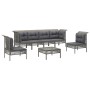 Set de muebles de jardín 7 pzas y cojines ratán sintético gris de vidaXL, Conjuntos de jardín - Ref: Foro24-3187489, Precio: ...