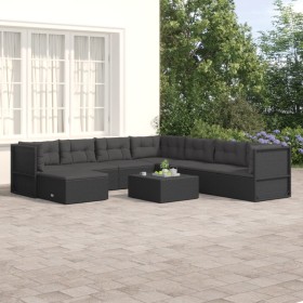 Garden furniture set 8 pieces and black synthetic rattan cushions by vidaXL, Garden sets - Ref: Foro24-3187124, Price: 680,99...