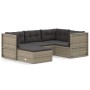 Set de muebles de jardín 5 pzas y cojines ratán sintético gris de vidaXL, Conjuntos de jardín - Ref: Foro24-3187194, Precio: ...