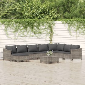 9-piece garden furniture set and gray synthetic rattan cushions by vidaXL, Garden sets - Ref: Foro24-3187299, Price: 665,99 €...