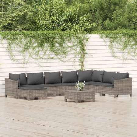 9-teiliges Gartenmöbel-Set und graue synthetische Rattankissen von vidaXL, Gartensets - Ref: Foro24-3187299, Preis: 695,68 €,...