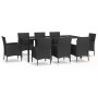 Set de comedor de jardín 9 pzas y cojines ratán sintético negro de vidaXL, Conjuntos de jardín - Ref: Foro24-3187329, Precio:...