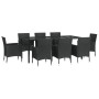 Set de comedor de jardín 9 pzas y cojines ratán sintético negro de vidaXL, Conjuntos de jardín - Ref: Foro24-3187329, Precio:...