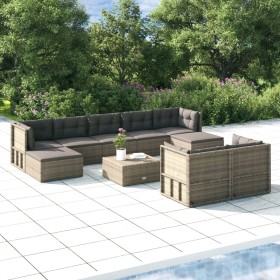 9-piece garden furniture set and gray synthetic rattan cushions by vidaXL, Garden sets - Ref: Foro24-3187258, Price: 805,99 €...