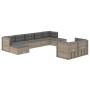 Set de muebles de jardín 9 pzas y cojines ratán sintético gris de vidaXL, Conjuntos de jardín - Ref: Foro24-3187258, Precio: ...