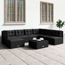 Garden furniture and cushions set 7 pieces black synthetic rattan by vidaXL, Garden sets - Ref: Foro24-3187099, Price: 569,99...