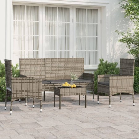 4-teiliges Gartenmöbel-Set und graue synthetische Rattankissen von vidaXL, Gartensets - Ref: Foro24-319501, Preis: 186,06 €, ...