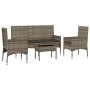 Set de muebles de jardín 4 pzas y cojines ratán sintético gris de vidaXL, Conjuntos de jardín - Ref: Foro24-319501, Precio: 1...