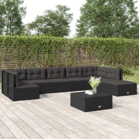 8-teiliges Gartenmöbel-Set und schwarze synthetische Rattankissen von vidaXL, Gartensets - Ref: Foro24-3187162, Preis: 646,99...