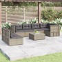 7-teiliges Gartenmöbel-Set und Kissen synthetisches Rattangrau von vidaXL, Gartensets - Ref: Foro24-3187222, Preis: 617,61 €,...