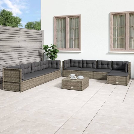 9-teiliges Gartenmöbel-Set und graue synthetische Rattankissen von vidaXL, Gartensets - Ref: Foro24-3187178, Preis: 807,99 €,...