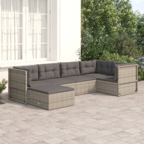 6-teiliges Gartenmöbel-Set und graue synthetische Rattankissen von vidaXL, Gartensets - Ref: Foro24-3187196, Preis: 543,86 €,...