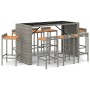 Bar table and garden stools 9 pieces acacia wood PE rattan gray by vidaXL, Garden sets - Ref: Foro24-3187689, Price: 479,99 €...