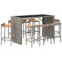 Bar table and garden stools 9 pieces acacia wood PE rattan gray by vidaXL, Garden sets - Ref: Foro24-3187689, Price: 479,99 €...