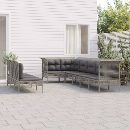 9-teiliges Gartenmöbel-Set und graue synthetische Rattankissen von vidaXL, Gartensets - Ref: Foro24-3187545, Preis: 435,30 €,...