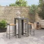 Garden table and high stools 3 pieces wood and PE rattan gray by vidaXL, Garden sets - Ref: Foro24-3187707, Price: 183,09 €, ...