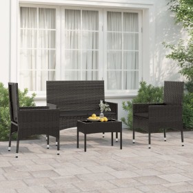 Garden set with 4-piece black synthetic rattan cushions by vidaXL, Garden sets - Ref: Foro24-319498, Price: 179,93 €, Discoun...