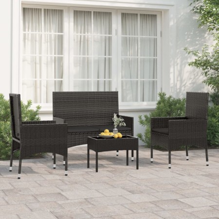 Gartenset mit Kissen 4-teilig synthetisches Rattan schwarz von vidaXL, Gartensets - Ref: Foro24-319498, Preis: 179,93 €, Raba...