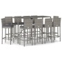 Garden table and high stools 11 pieces and gray PE rattan cushions by vidaXL, Garden sets - Ref: Foro24-3187650, Price: 643,3...