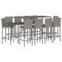 Garden table and high stools 11 pieces and gray PE rattan cushions by vidaXL, Garden sets - Ref: Foro24-3187650, Price: 643,3...