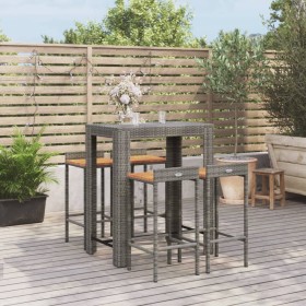 Bartisch und Gartenhocker 5 Stück Akazienholz PE Rattan grau von vidaXL, Gartensets - Ref: Foro24-3187709, Preis: 262,99 €, R...